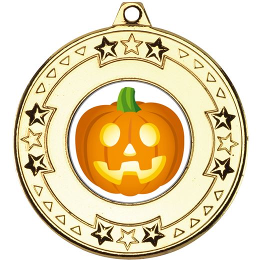 Star & Pattern Halloween Medal Gold 50mm (2")