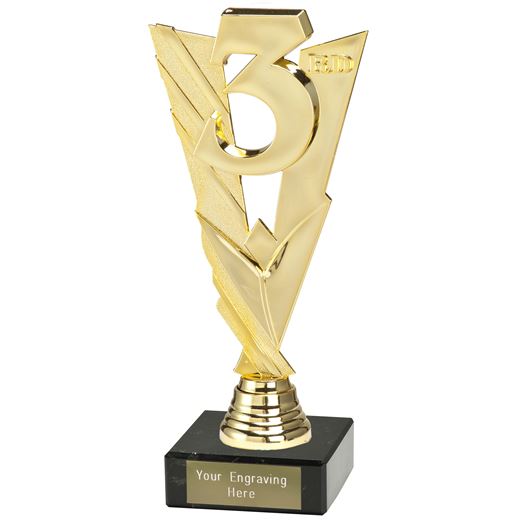 Valour 3rd Place Trophy on Marble Base Gold 21cm (8.25")