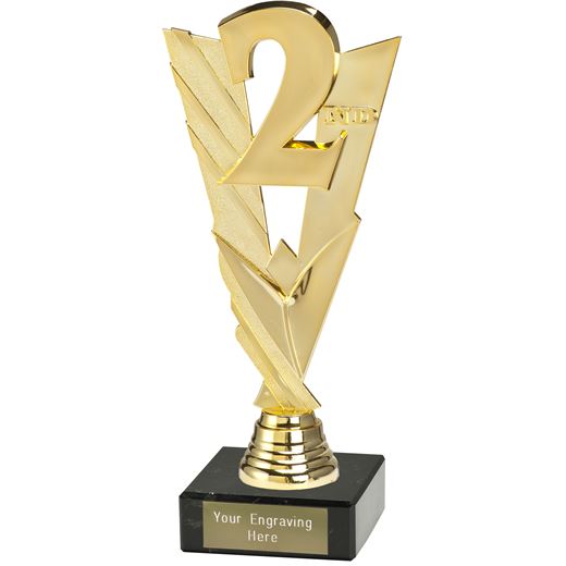Valour 2nd Place Trophy on Marble Base Gold 21cm (8.25")