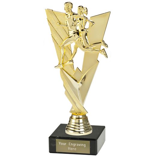 Valour Running Trophy on Marble Base Gold 21cm (8.25")