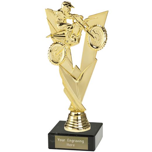 Valour Motorcycle Trophy on Marble Base Gold 21cm (8.25")