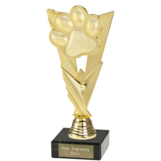 Valour Paw Trophy on Marble Base Gold 21cm (8.25")