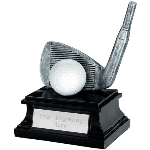 Golf Wedge Trophy on Black Base Antique Silver 15cm (6")