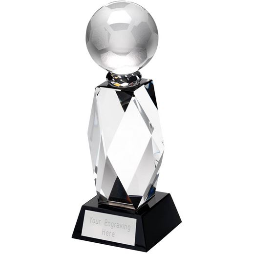 Clear Football Glass Column Award on Black Base 19.5cm (7.75")