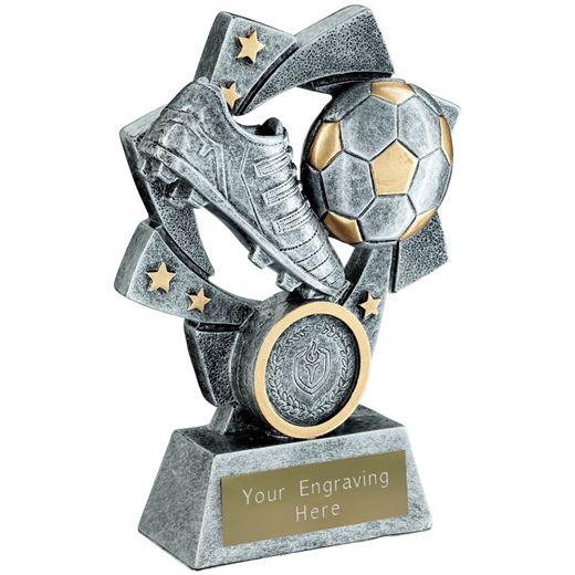 Spiral Star Football Trophy Antique Silver 14.5cm (5.75")