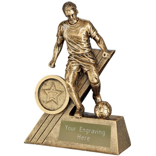 Male Football Player Trophy Antique Gold 10cm (4")