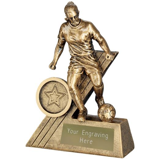 Female Football Player Trophy Antique Gold 12cm (4.75")