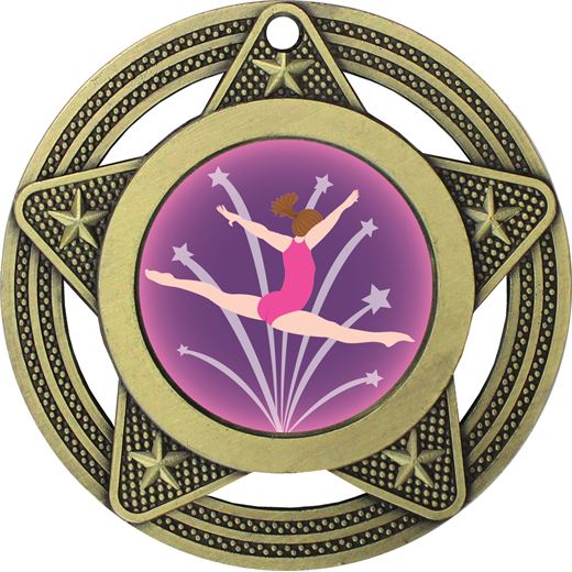 Gymnastics Medal by Infinity Stars Antique Gold 50mm (2")