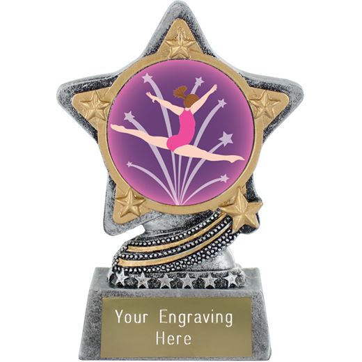 Gymnastics Trophy by Infinity Stars Antique Silver 10cm (4")
