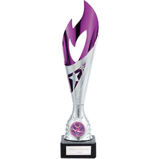 Gymnastics Flame Trophy Silver & Purple 27.5cm (10.75")