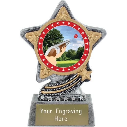 Clay Pigeon Shooting Trophy by Infinity Stars Antique Silver 10cm (4")