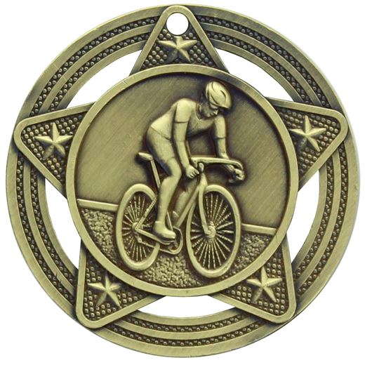 Cycling Medal by Infinity Stars Antique Gold 50mm (2")
