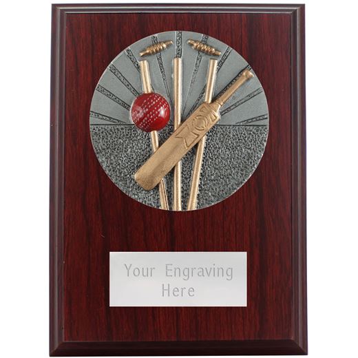 Cricket Wooden Plaque Award 15cm (6")
