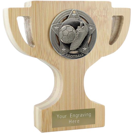 Bamboo Football Trophy Cup Antique Silver 13cm (5")