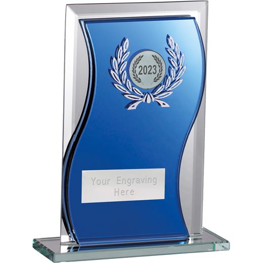 2023 Blue Mirrored Glass Plaque Award 15cm (6")