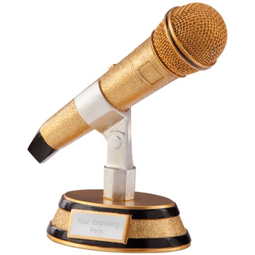 Gold & Black Resin Karaoke Microphone Trophy 17.5cm (6.75")