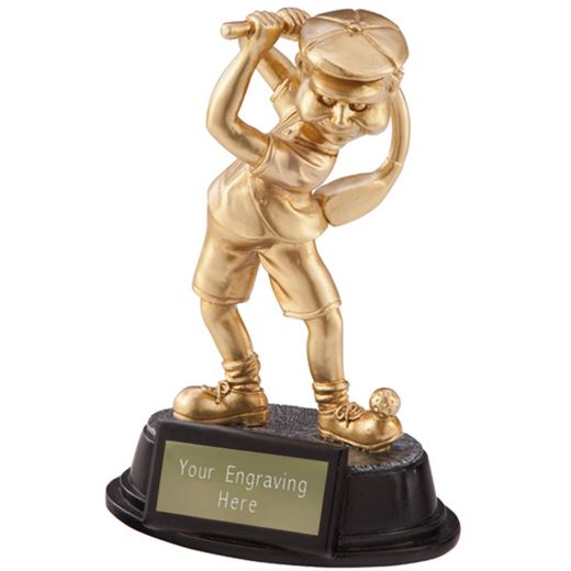 Gold Resin Male Novelty Wonky Golfer Trophy 15cm (6")