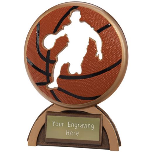 Orange & Gold Resin Shadow Basketball Trophy 12cm (4.75")