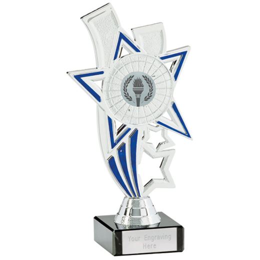 Silver Star Riser Trophy On Black Marble Base 18.5cm (7.25")