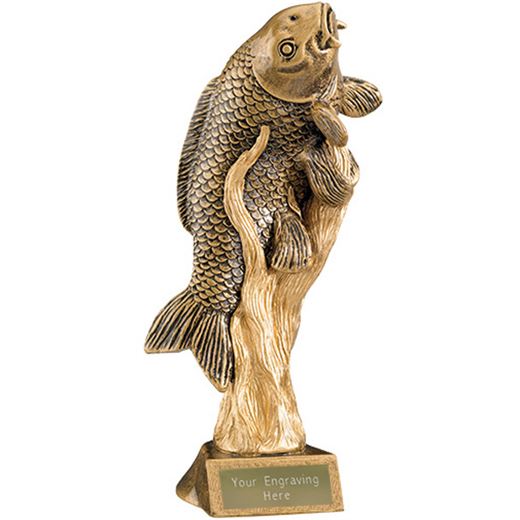 Antique Gold Resin Fishing Trophy 21cm (8.25")