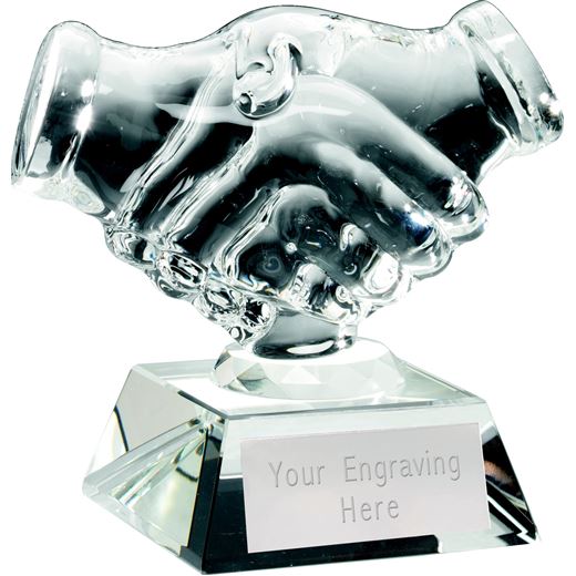 Glass Handshake Trophy 11cm (4.25")