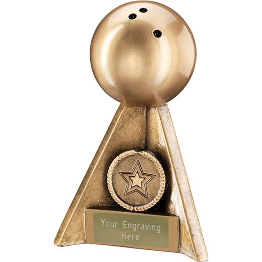 Antique Gold Ten Pin Pyramid Trophy 15cm (6")