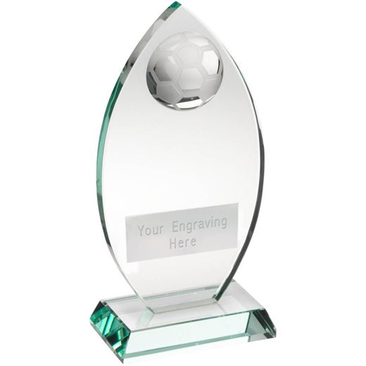 Football Flame Shaped Jade Glass Plaque Award 21.5cm (8.5")