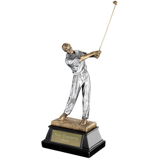 Male Golfer Teeing Off Trophy On Black Base 26cm (10.25")