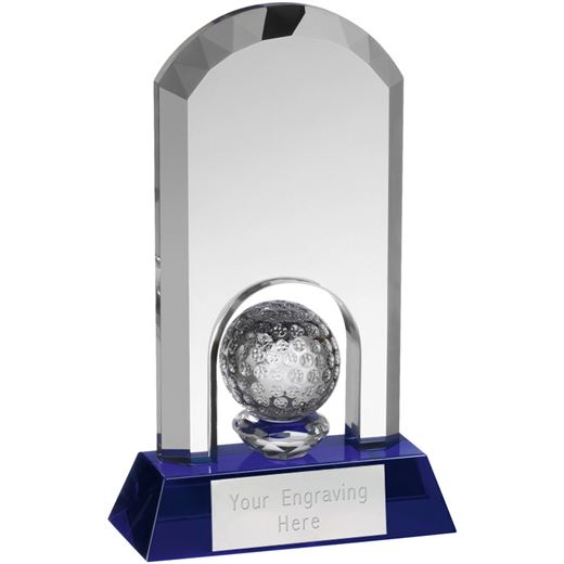 Clear & Blue Crystal Arch Golf Award 21cm (8.25")