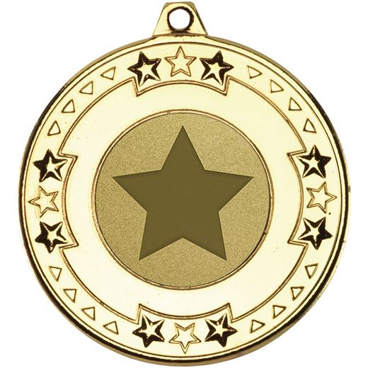 Gold Star & Pattern Medal with 1" Star Centre Disc 50mm (2")