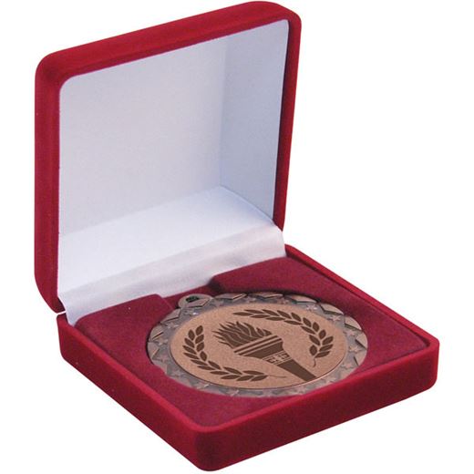 Deluxe Red Velvet Lined Medal Box 50, 60 or 70mm Recess