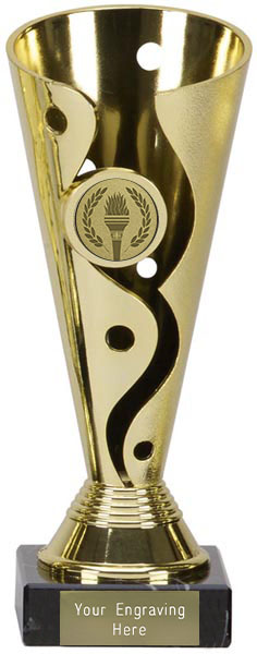 Gold Plastic Carnival Cup Trophy on Marble Base 19cm (7.5
