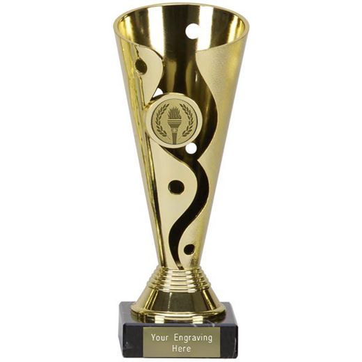 Gold Plastic Carnival Cup Trophy on Marble Base 19cm (7.5")
