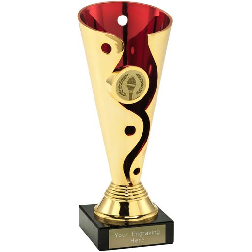 Carnival Trophy Cup On Marble Base Gold & Red 15cm (6")