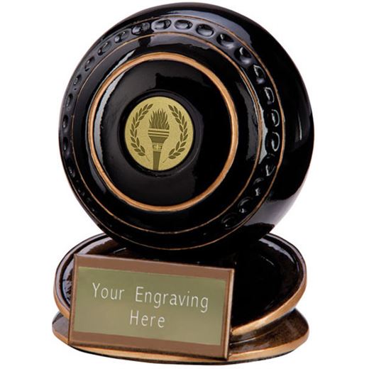 Black & Gold Resin Protege Lawn Bowls Trophy 11cm (4.25")