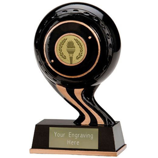 Black & Gold Resin Strike Lawn Bowls Trophy 14.5cm (5.75")