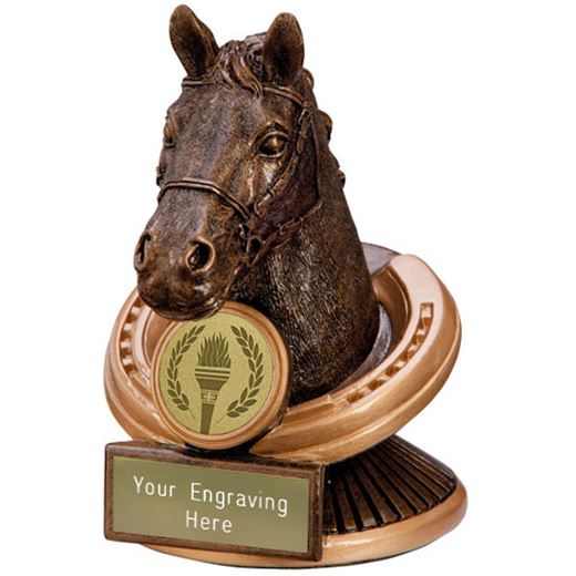 Gold Resin Endurance Horse Head Equestrian Trophy 12.5cm (5")
