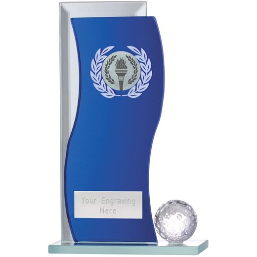 Golf Glass Award Blue & Clear 16.5cm (6.5")
