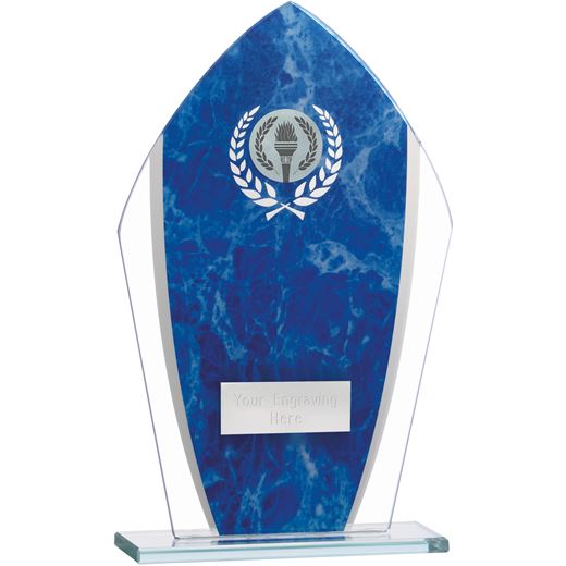 Marbled Blue & Clear Peak Glass Award 20.5cm (8.75")