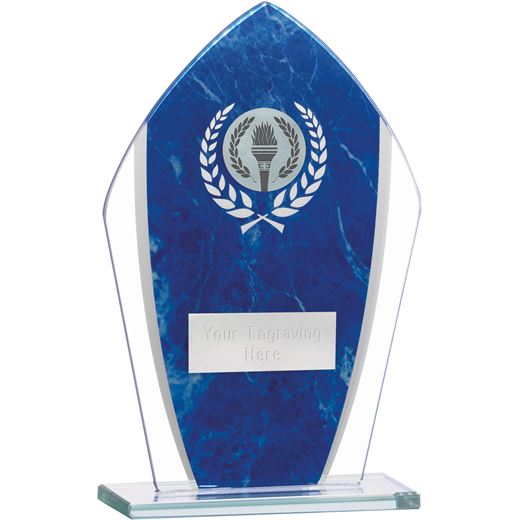 Marbled Blue & Clear Peak Glass Award 16.5cm (6.5")