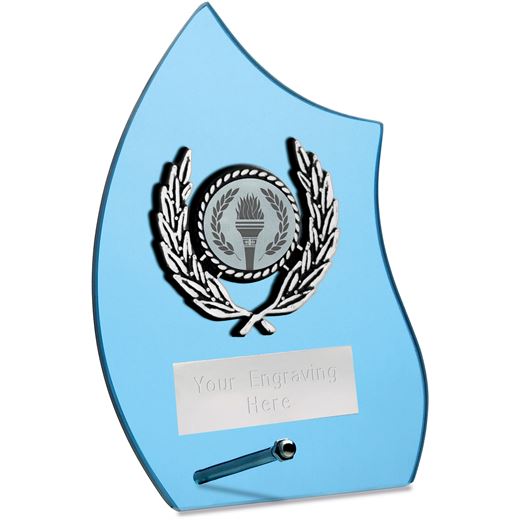 Wave Self Standing Glass Award Blue 14cm (5.5")