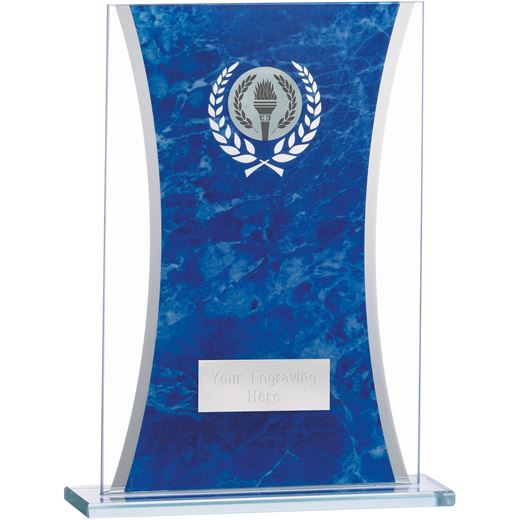 Marbled Blue & Clear Rectangle Glass Award 18.5cm (7.25")