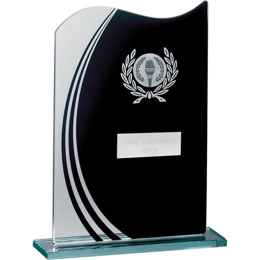Wave Black & Clear Laurel Wreath Glass Award 18.5cm (7.25")