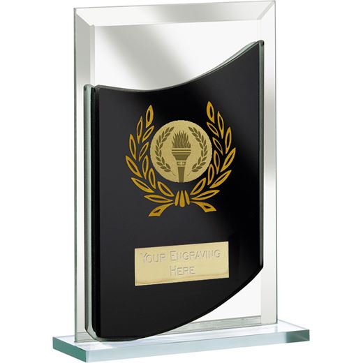 Rectangular Black Mirrored Glass Award 15cm (5.75")