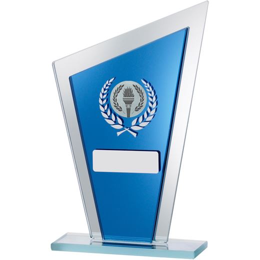 Blue Mirrored Glass Pointed Plaque Award 16.5cm (6.5")