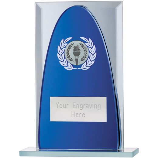 Peak Blue Mirrored Glass Plaque Award 16.5cm (6.5")