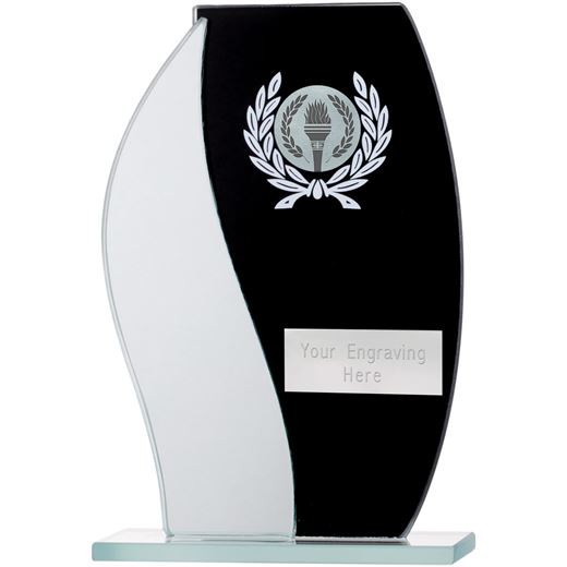 Black Mirrored Glass Plaque Award 16.5cm (6.5")