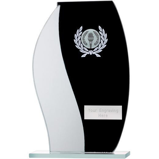 Black Mirrored Glass Plaque Award 20.5cm (8")