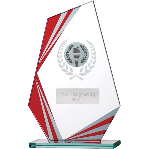 Paragon Glass Plaque Award Silver & Red 16.5cm (6.5")