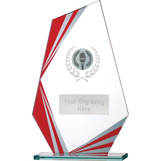 Paragon Glass Plaque Award Silver & Red 20.5cm (8")